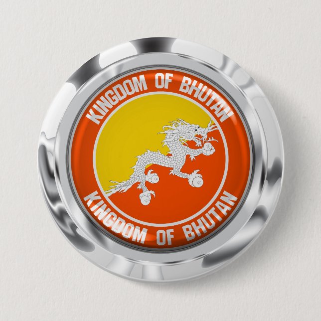 Bhutan Round Emblem 3 Inch Round Button (Front)