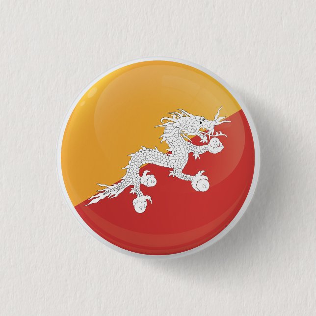 Bhutan  Round Icon Flag 1 Inch Round Button (Front)