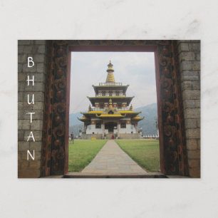 bhutan temple door postcard
