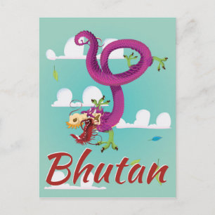 Bhutan Vintage Travel poster Postcard