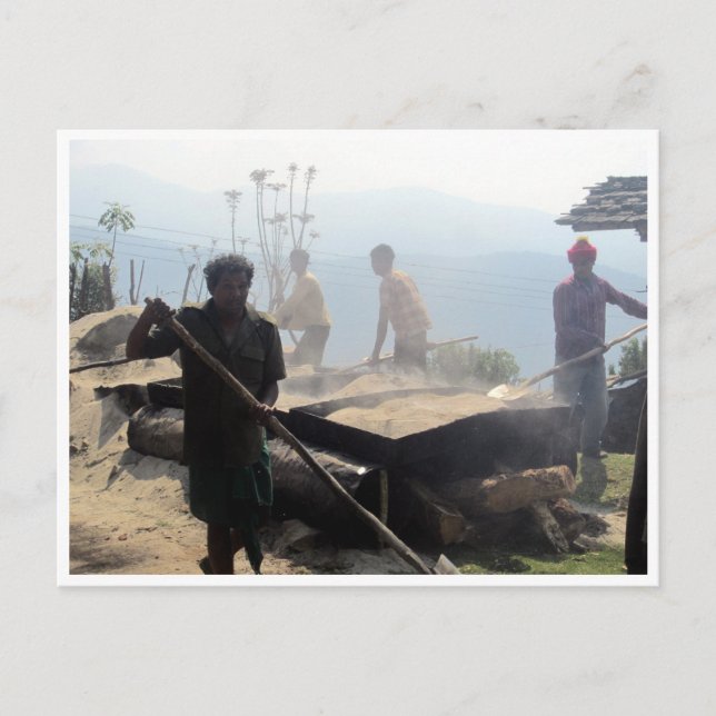 bhutan workers postcard (Front)