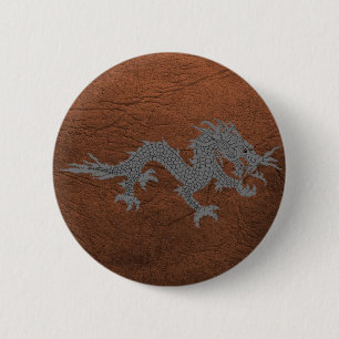 Bhutanese Dragon on Leather 2 Inch Round Button