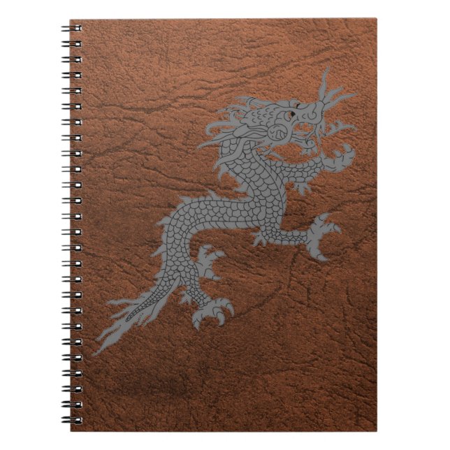 Bhutanese Dragon on Leather Notebook (Front)