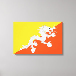Bhutanese Flag (Bhutan) (Thunder Dragon) Canvas Print