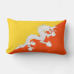 Bhutanese Flag (Bhutan) (Thunder Dragon) Lumbar Pillow