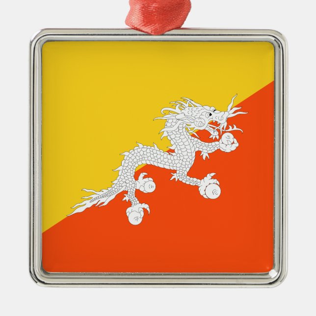 Bhutanese Flag (Bhutan) (Thunder Dragon)  Metal Ornament (Front)