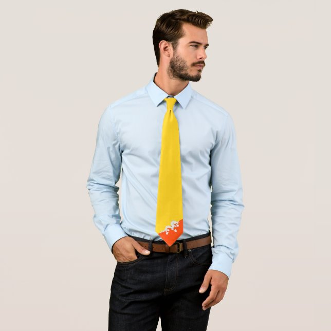 Bhutanese Flag (Bhutan) (Thunder Dragon) Tie (In Situ)