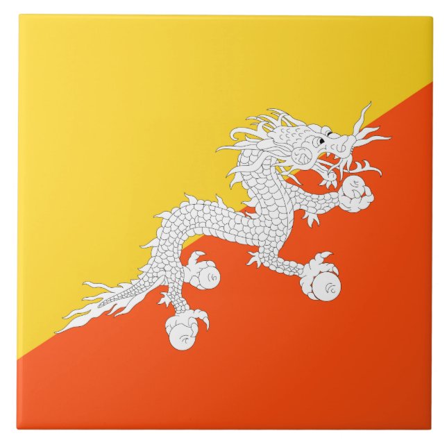 Bhutanese Flag (Bhutan) (Thunder Dragon) Tile (Front)