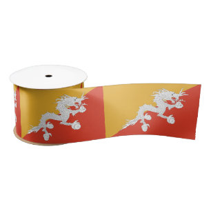 Bhutanese Flag & Bhutan travel, holiday/sports Satin Ribbon