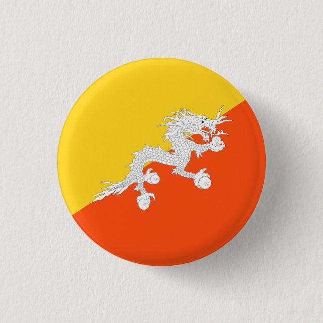 Bhutanese Flag, Flag of Bhutan 1 Inch Round Button (Front)