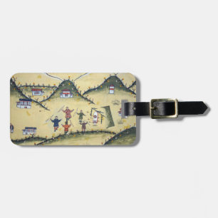 Bhutanese house with archery paintings - Bhutan Luggage Tag