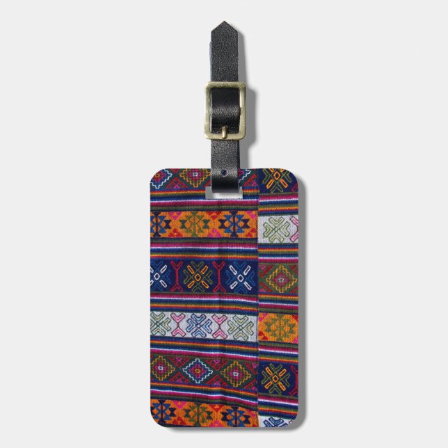 Bhutanese Textile Luggage Tag (Front Vertical)