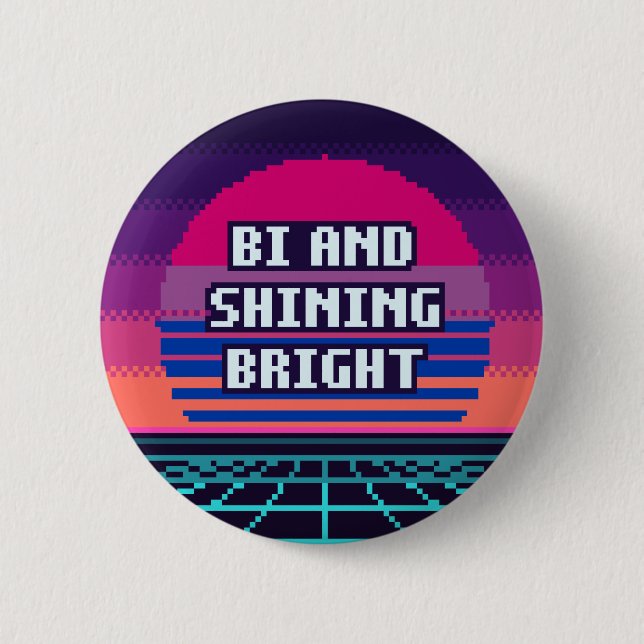 Bi And Shining Bright Pride Pixel Button (Front)