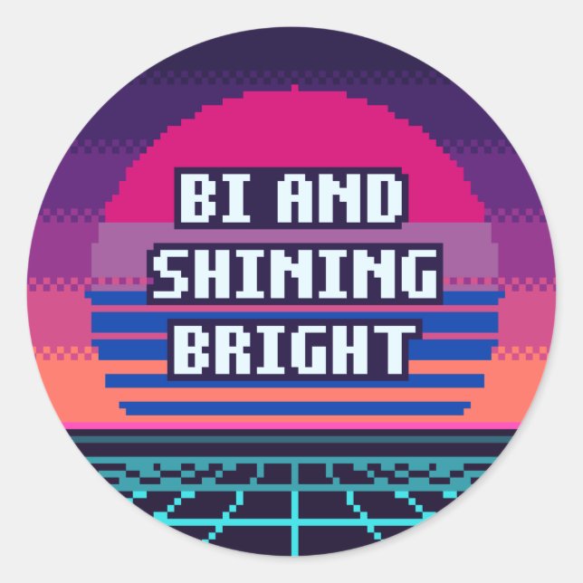Bi And Shining Bright Pride Pixel Sticker (Front)
