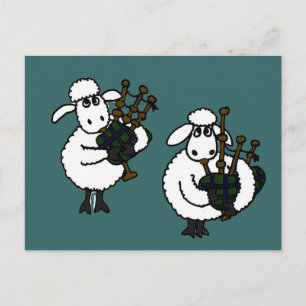 BI- Awesome Sheep Playing Bagpipes Postcard