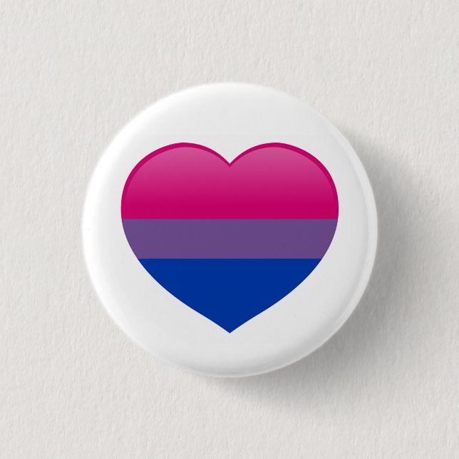 Bi Bisexual Flag Love Heart 1 Inch Round Button (Front)