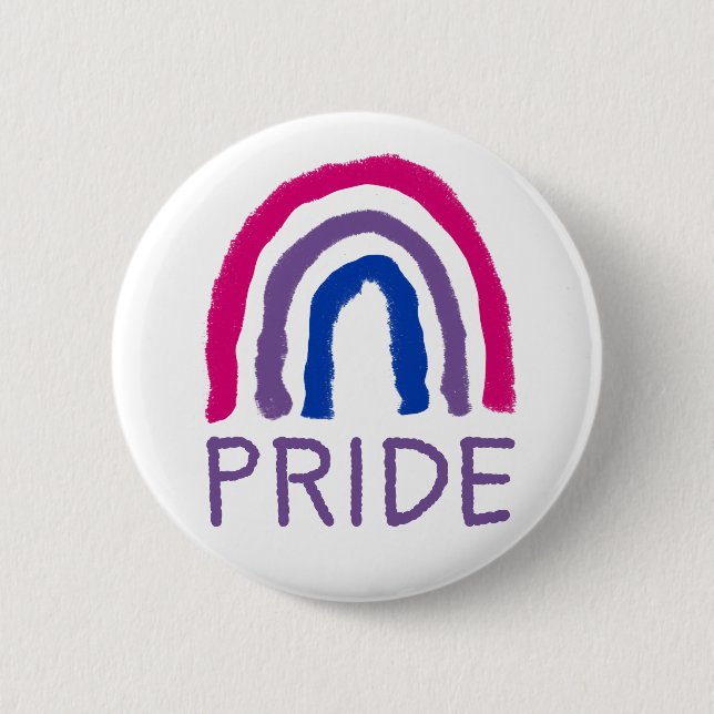 Bi Bisexual Pride Painted Crayon Rainbow 2 Inch Round Button (Front)