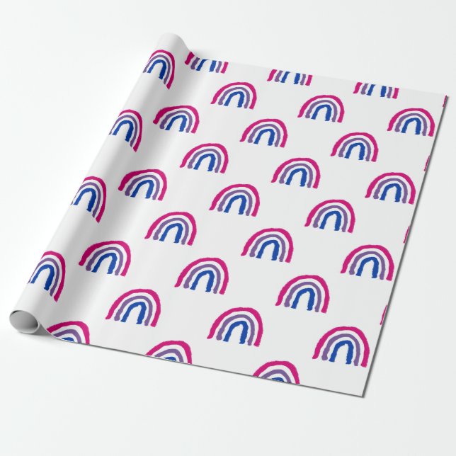 Bi Bisexual Pride Painted Crayon Rainbow Wrapping Paper (Unrolled)