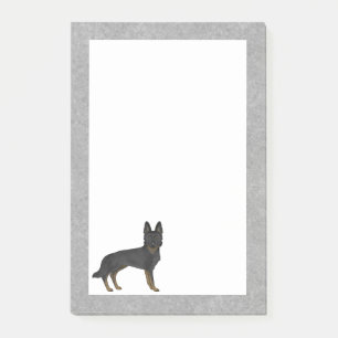 Bi-Black German Shepherd Cartoon GSD Dog Grey Post-it Notes