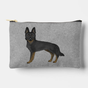 Bi-Black German Shepherd Cute Cartoon Dog Grey Accessory Pouch