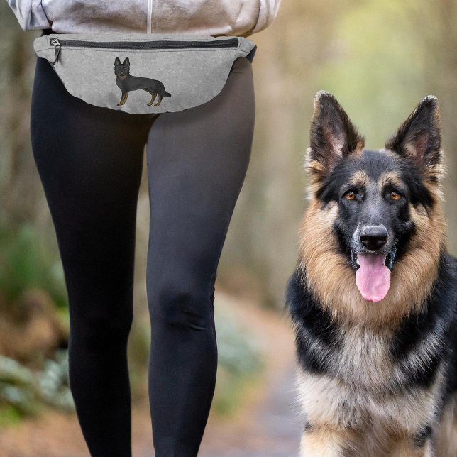 Bi-Black German Shepherd Cute Cartoon Dog Grey Fanny Pack (Please note: This image is a digital mockup. The product may not be in scale.)