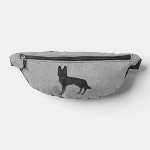 Bi-Black German Shepherd Cute Cartoon Dog Grey Fanny Pack