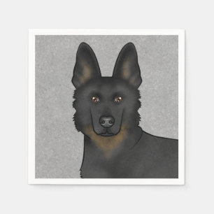 Bi-Black German Shepherd Cute Dog Head Grey Napkin