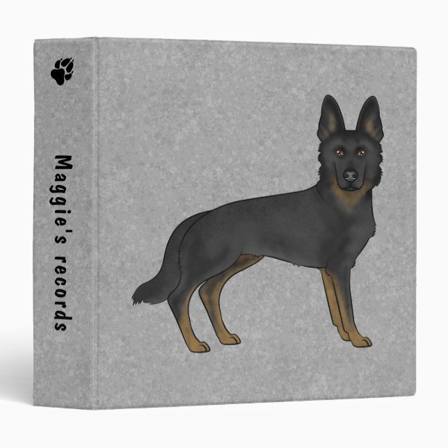 Bi-Black German Shepherd Dog And Custom Text Grey Binder (Front/Spine)