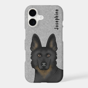 Bi-Black German Shepherd Dog Head And Custom Name