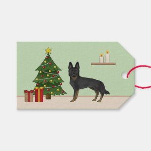 Bi-Black German Shepherd Festive Christmas Tree Gift Tags