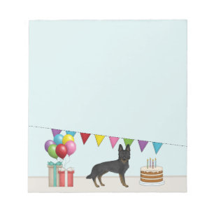 Bi-Black German Shepherd GSD Dog Colourful Birthda Notepad