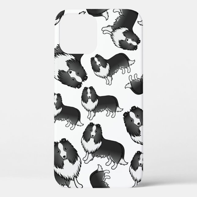 Bi-Black Shetland Sheepdog Cartoon Dog Pattern Case-Mate iPhone Case (Back)