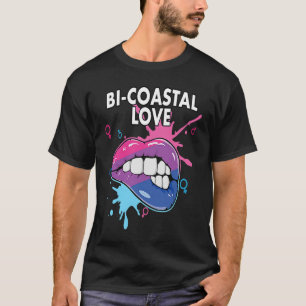 Bi Coastal Love Bisexual Rainbow Pride Bisexuality T-Shirt