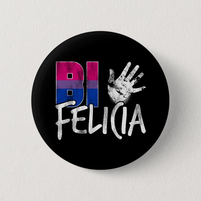 Bi Felicia Funny Bisexual Pride Flag 2 Inch Round Button (Front)