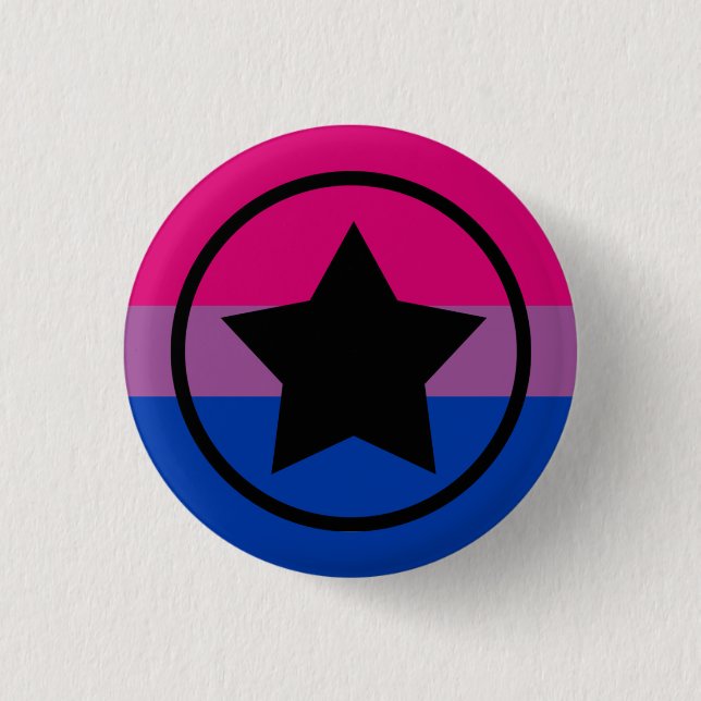 Bi Flag Star in a Circle 1 Inch Round Button (Front)