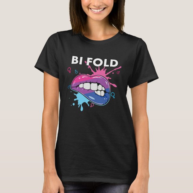 Bi Fold Bisexual Rainbow Pride March Bisexuality L T-Shirt (Front)