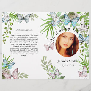 Bi-Fold Butterfly Garden Funeral Program Flyer