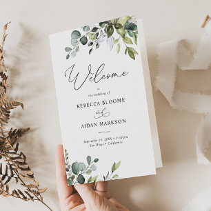 Bi-Fold Elegant Greenery Wedding Program