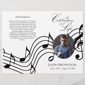 Bi-Fold Pink Hydrangeas Funeral Program Flyer