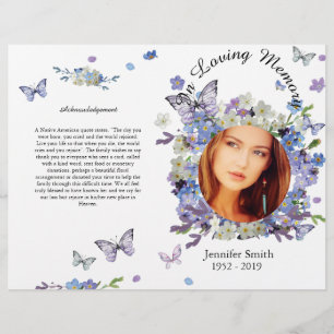 Bi-Fold Purple Forget Me Not Funeral Program Flyer