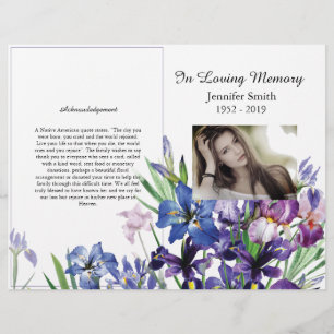 Bi-Fold Purple Irises Funeral Program Flyer