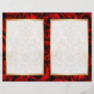 Bi-Fold Red Rose Floral Wedding Program