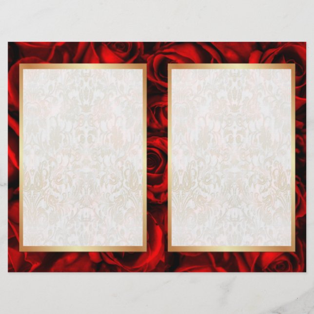 Bi-Fold Red Rose Floral Wedding Program (Front)
