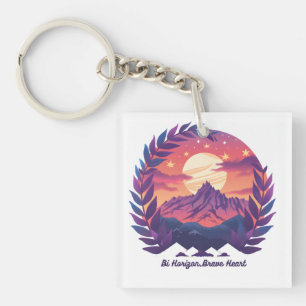Bi Horizon Brave Heart LGBTQ Camping   Bisexual  Keychain