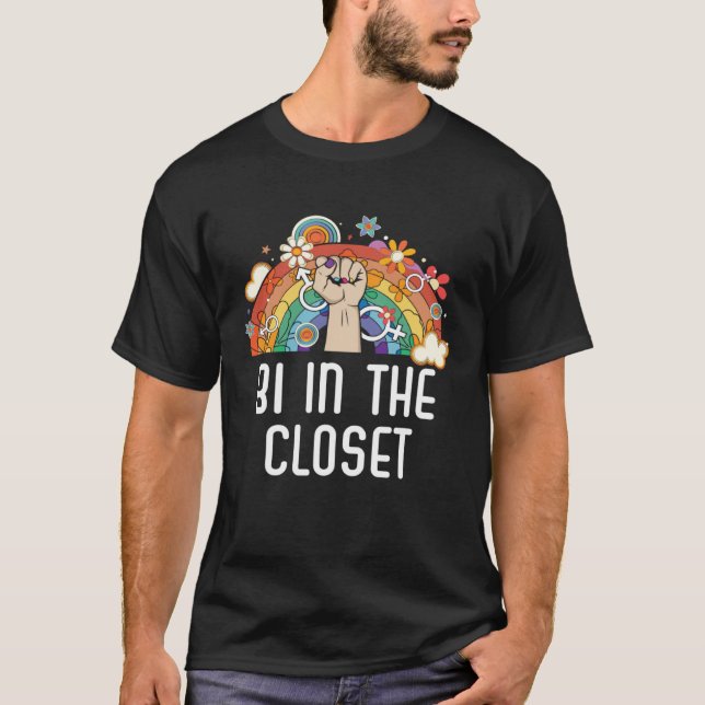 Bi In The Closet Bisexual Rainbow Pride Bisexualit T-Shirt (Front)
