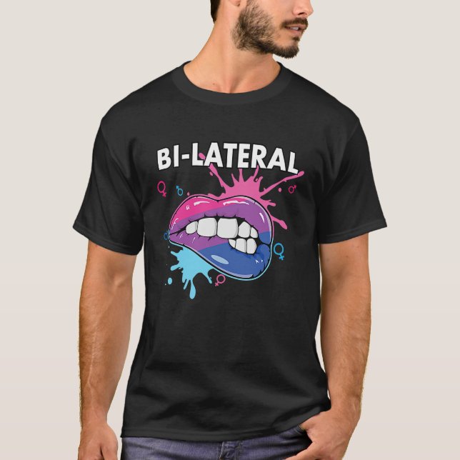Bi Lateral Bisexual Rainbow Pride Bisexuality LGBT T-Shirt (Front)