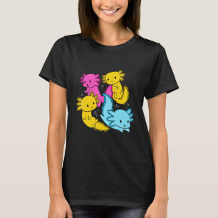 Bi Pansexual Pride Mexican Salamander Axolotl Pile T-Shirt