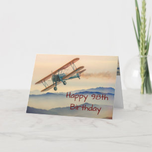 Bi-Plane From One Vintage Model  98th  Birthday Card