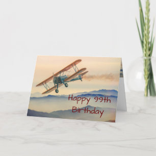 Bi-Plane From One Vintage Model 99th Birthday Card
