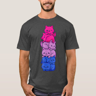 Bi Pride Cat LGBT Biseual Flag Cute Kawaii Cats Pi T-Shirt